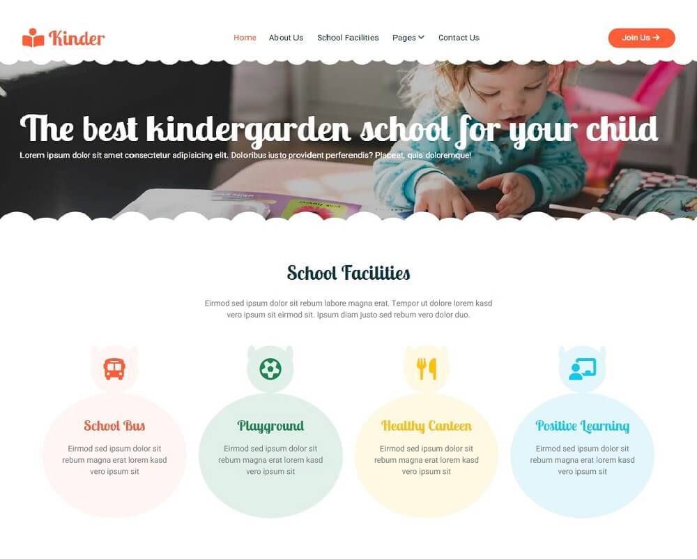 Homepage of Kindergarten website